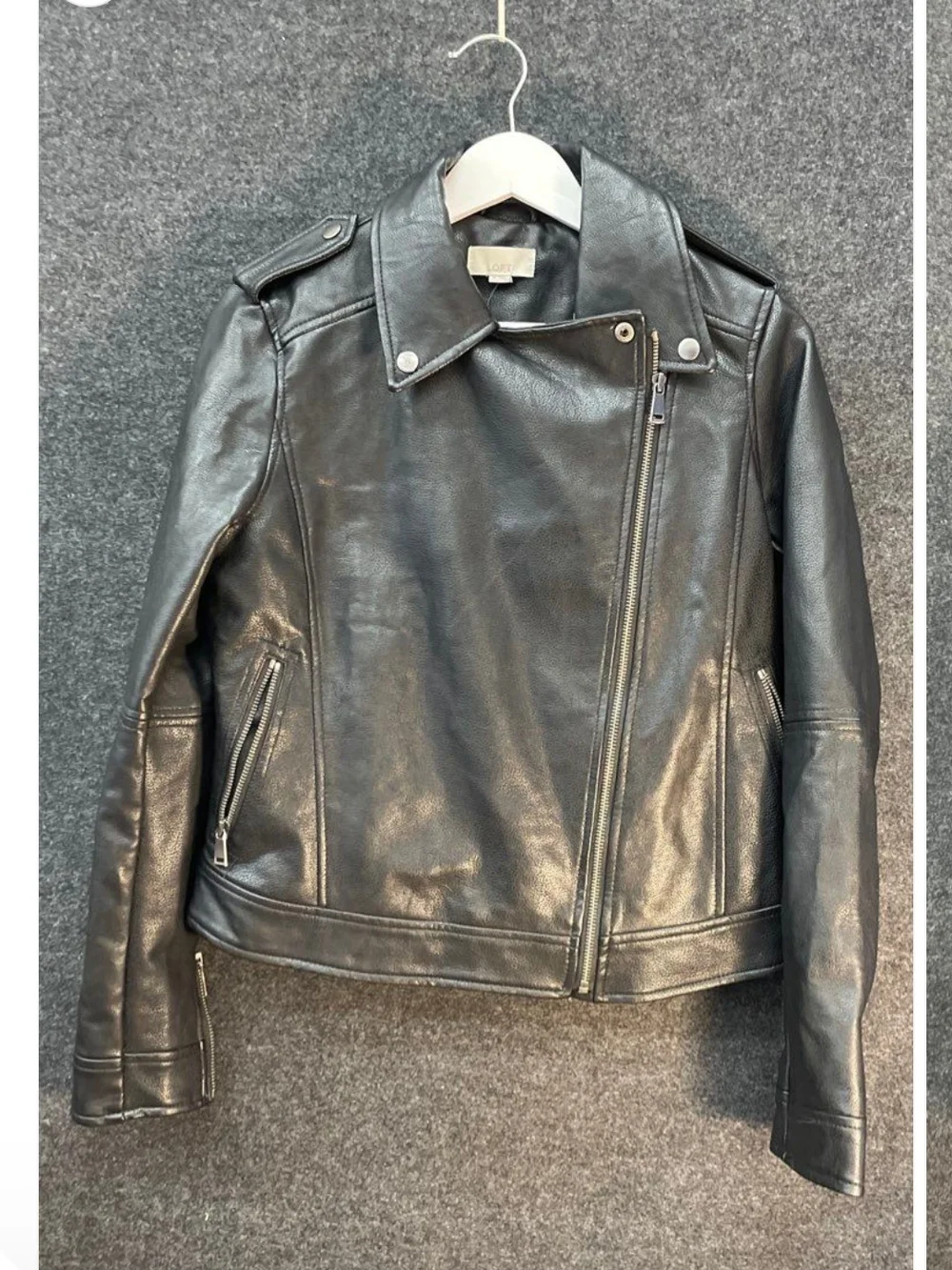 LOFT Black Asymmetrical Leather Moto Jacket